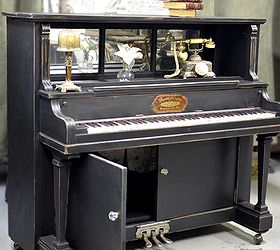 repurposed piano with many options for functionality, Use simply as a nice book shelf area Maybein the kitchen as a pantry coffee station microwave area Visit us at for more repurposing fun