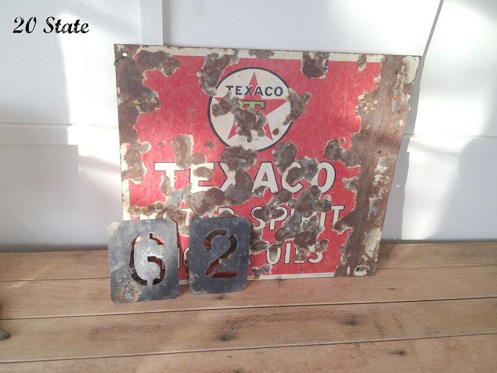 home office and guest room, craft rooms, home decor, home office, Love my Texaco sign even if it s chippy and rusted Stencils from The Shed