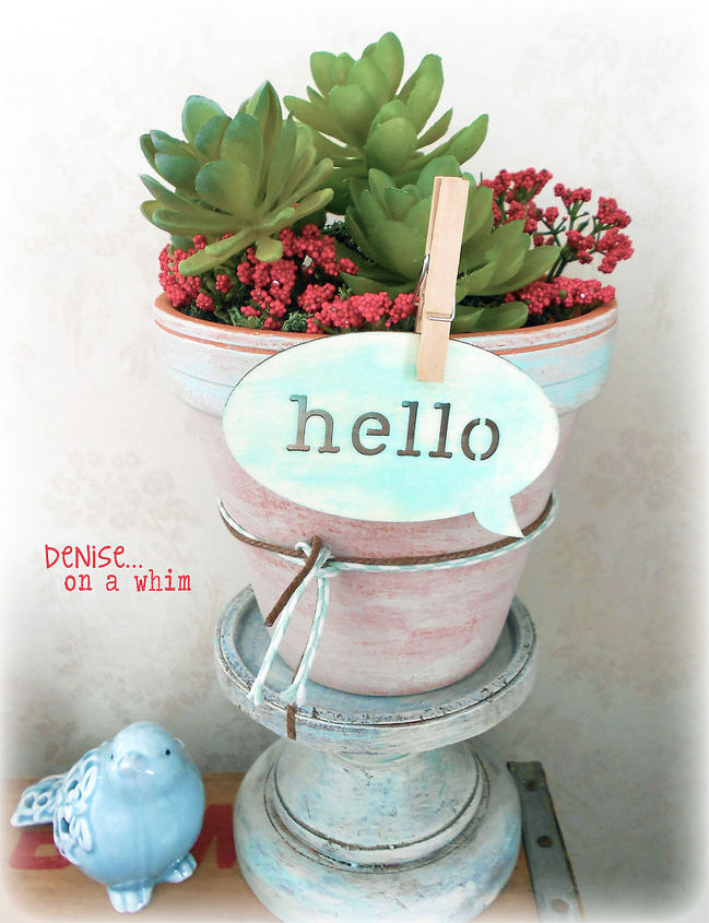 spring succulents in a painted pot, crafts, flowers, gardening, succulents
