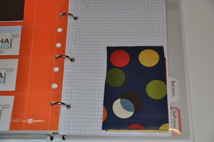 decorating binder to take shopping, crafts, plastic sheet protectors so you can bring fabric or other materials you want to match