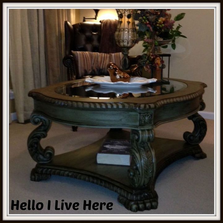 upcycled coffee table, chalk paint, diy, home decor, how to, painted furniture, repurposing upcycling, woodworking projects, Finished Table by Hello I Live Here in AS Paint dark wax and antiquing