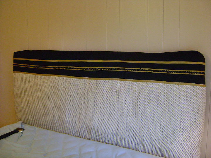 bedroom makeover, bedroom ideas, painting, reupholster, The new padded headboard slipcover