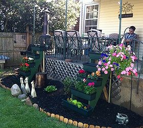 stringer planters it s tough getting old, diy, flowers, gardening, outdoor living, raised garden beds, woodworking projects