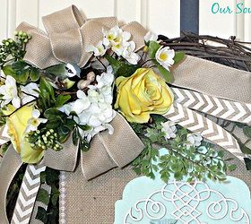 spring monogrammed wreath, crafts, decoupage, seasonal holiday decor, wreaths, Adding a floral touch is easier than you think