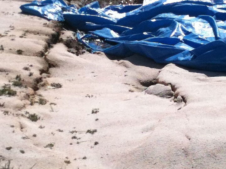 q sinkhole in backyard, home maintenance repairs, this is from the down hill end looking uphill