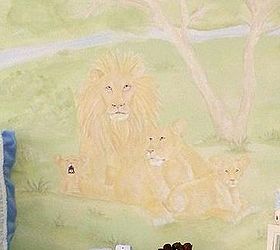 safari mural in baby boys room, home decor, painting, Lion family