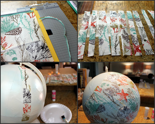 a coastal inspired globe, crafts, decoupage, This is super easy to do Just check out the simple tutorial on my blog