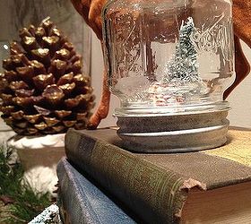 book page wreath and mason jar snow globes, christmas decorations, seasonal holiday decor, wreaths, Waterless Snowglobe using a Mason jar masonjar snowglobe DIY decor christmas HolidayCheer