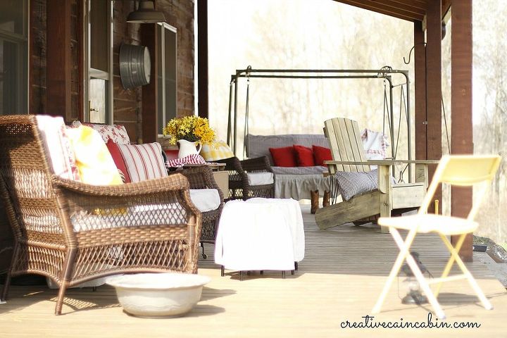 spring porch of a log home, outdoor living, porches