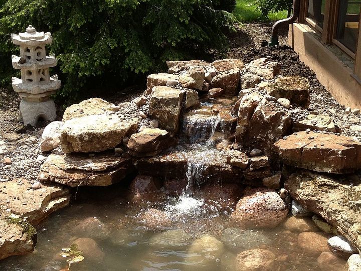 pond and waterfall installation long grove il installed by gem ponds, outdoor living, ponds water features, Project complete Fish and additional plants to be added next week