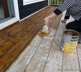 how to stain a deck staining a wood deck, decks, diy, home maintenance repairs, how to, painting, patio, Stain decking Applying stain deck