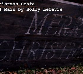 make a christmas tree crate hide that ugly stand, christmas decorations, hardwood floors, seasonal holiday decor, woodworking projects, Ebony Varathane Stain and a simple white stencil