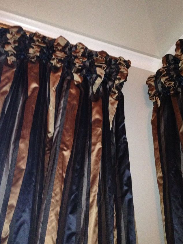 fall city residence, home decor, reupholster, window treatments, windows, Rouched top silk drapes