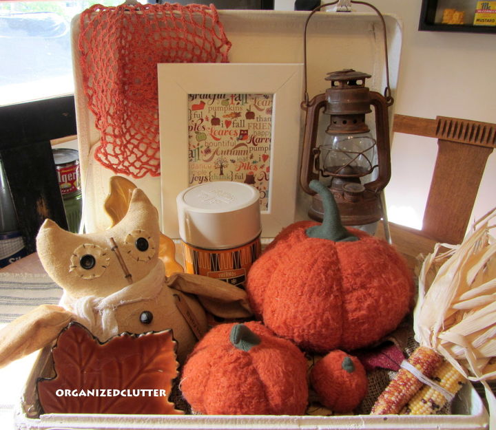 pumpkins and owls, seasonal holiday decor, Suitcase close up