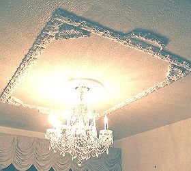 easy diy ornamental plaster ceilings, home decor, lighting, The awesome thing about ornamental plaster is that it creates beautiful shadows and detail as the light in the room changes So if you re considering some glam try this easy DIY plaster project for yourself