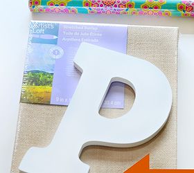 wrapping paper and burlap makes for some fun art, crafts, Just a few supplies are all you need to create this fun art project Supplies burlap canvas wooden letters or symbols wrapping paper