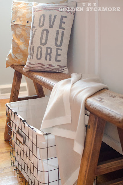 my style industrial, cleaning tips, home decor, storage ideas, I love this weathered bench and wire basket I found at HomeGoods The bench is great at the end of the bed for easily putting socks and shoes on and the basket is perfect for holding dirty clothes until they get put in the laundry