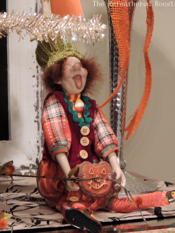 vintage halloween tree, halloween decorations, seasonal holiday d cor, A vintage style doll is added to the vignette
