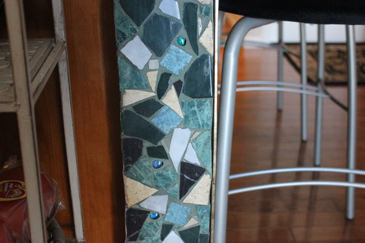 tile mosaic work on kitchen island, home decor, kitchen design, kitchen island, tiling, closer up