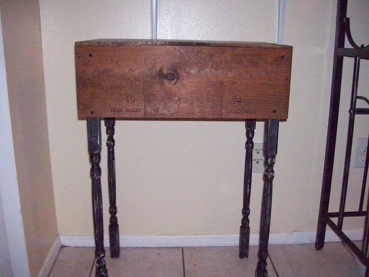 wine crate table, painted furniture, repurposing upcycling, rustic furniture, completed table