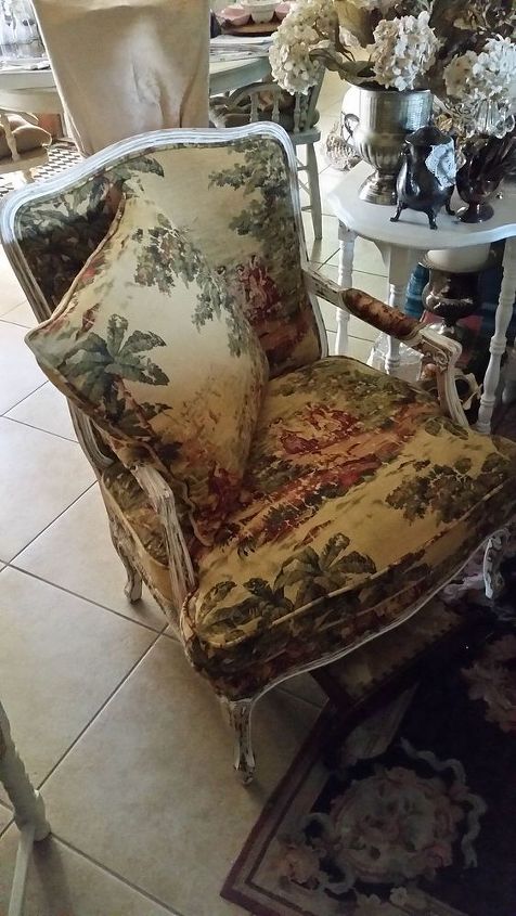 french toile de jouy bosporus fabric chair, painted furniture, reupholster, newly re upholstered toile lovely