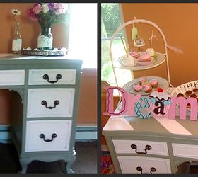 vintage vanity redo, painted furniture, Decked out for my daughter s party