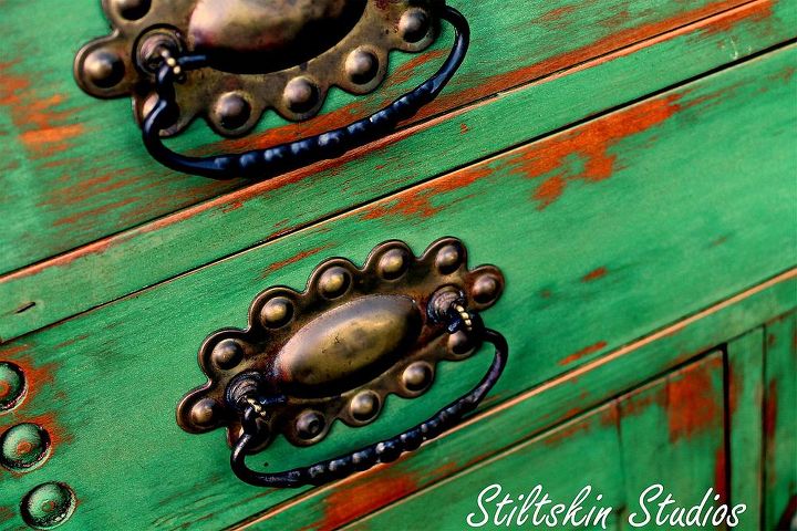 revamping vintage finds, painted furniture, isn t the hardware on this piece fantastic