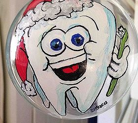 hand painted glass christmas ornaments, christmas decorations, seasonal holiday decor, Tooth for dentist tree