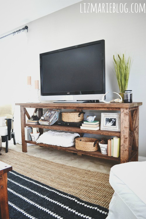 diy rustic tv console, electrical, home decor, painted furniture, rustic furniture, A full DIY post on this piece is coming soon to the blog but here are inspiration photos to build your own