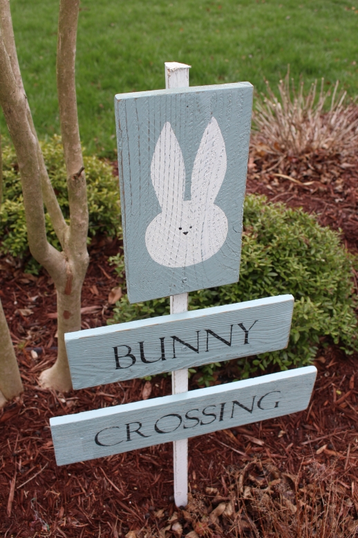 bunny crossing sign from old fence pickets, crafts, easter decorations, gardening, seasonal holiday decor