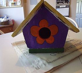 redoing an old bird house, crafts, I love purple so I started by applying a coat to the front and back of bird house