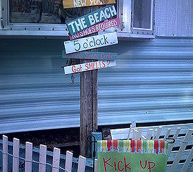 these are a few of my favorite things, home decor, I made the signs found the pole got a roll of picket fence turned up side down so it looked like dune fencing