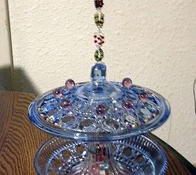 dazzling hanging glass bird feeder, crafts, repurposing upcycling, For complete direction see post