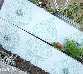 find some old drawers and turn them into planter boxes so easy, flowers, gardening, repurposing upcycling, Spruced up the drawers with some paint and a stencil then added dirt and flowers