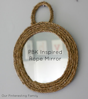 pottery barn kids inspired mirror, crafts, PBK Inspired Rope Mirror