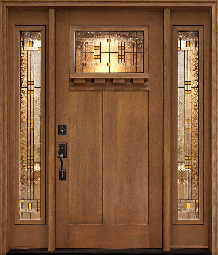 clopay fiberglass entry doors, Clopay Craftsman Collection fiberglass entry door with Cimarron decorative glass and sidelights