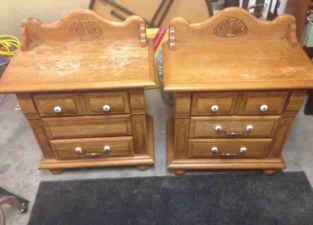 grey and white chalk painted nightstands, chalk paint, painted furniture, Before