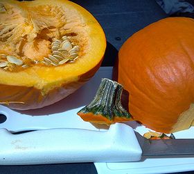 prep your pumpkin, go green, Or you can scrape out the seeds and cook them separately