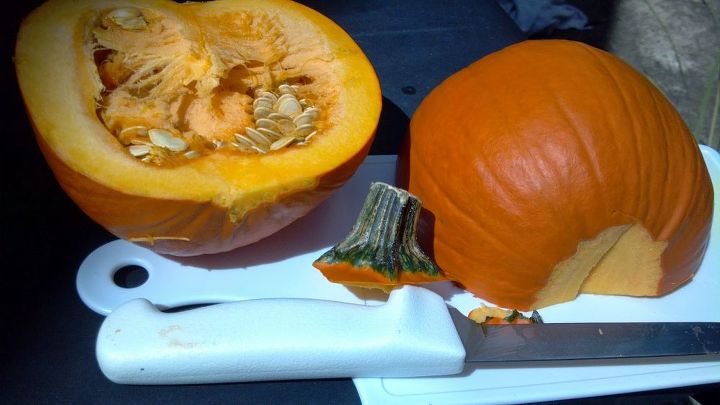 prep your pumpkin, go green, Or you can scrape out the seeds and cook them separately