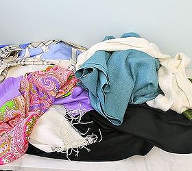 how to organize your scarves, organizing, Next I folded my scarves neatly and just draped draped them over the hanger It s now easy to find the scarf I am looking for