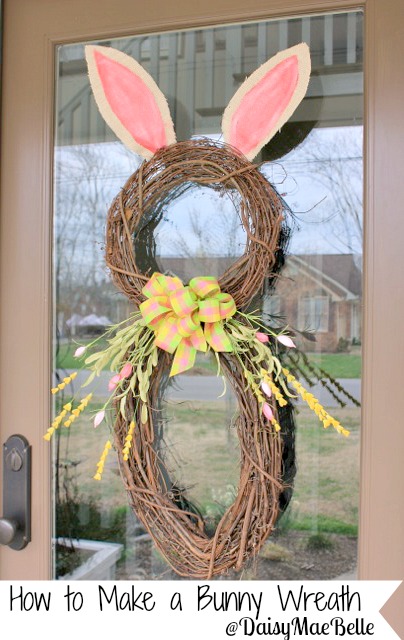 how to make a bunny wreath, crafts, easter decorations, seasonal holiday decor, wreaths, This bunny wreath would be perfect on your front door for Easter