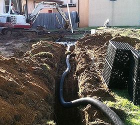 rainxchange rainwater harvest and reuse system, go green, landscape, outdoor living, ponds water features, Installation of the overflow and groundwater recharge portion of the system