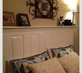 our headboard from a door diy, bedroom ideas, painted furniture, repurposing upcycling