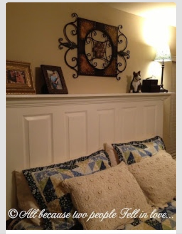 our headboard from a door diy, bedroom ideas, painted furniture, repurposing upcycling
