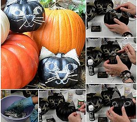 four outdoor halloween projects, crafts, decoupage, halloween decorations, outdoor living, seasonal holiday decor, This Cute as a Pumpkin Kitty Cat is so easy to make and looks great outside but would also make a great Halloween Party Table Decoration Tutorial on the blog