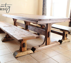 diy dining table and benches, diy, painted furniture