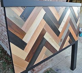 queen size chevron patterned headboard, bedroom ideas, painted furniture, repurposing upcycling