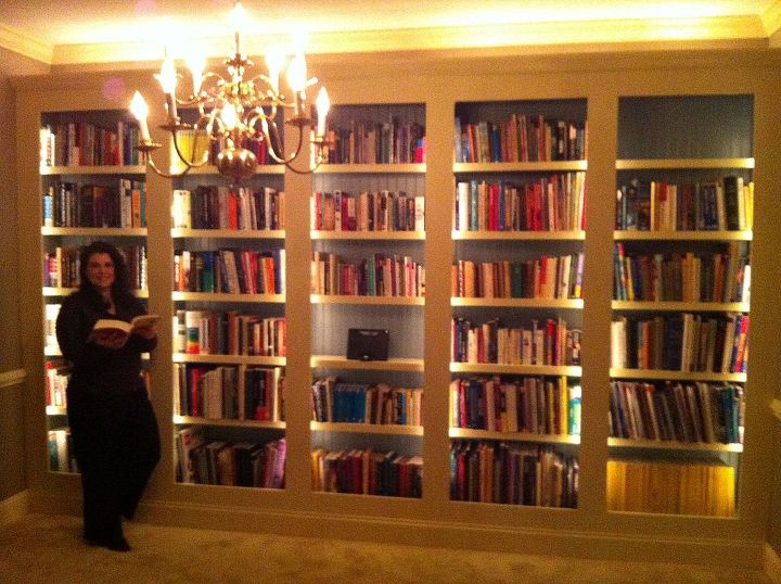 a new library, home decor, shelving ideas, Fully loaded Andrea shows off her book collection