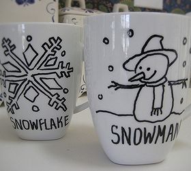 personalize your mugs with a sharpie and it s permanent, crafts, seasonal holiday decor, 5 Trace over the design with an oil based Sharpie let dry 24 hours then bake See my blog for all the details here