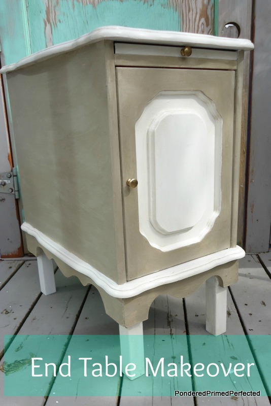 roadside find end table gets a new look again, painted furniture, The after chic and elegant two toned look
